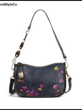 Genuine Leather Shoulder Bag Crossbody Purse Embossed Satchel